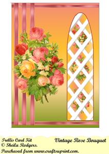 Vintage Rose Bouquet Side Trellis Card
