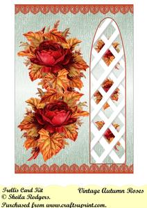 Vintage Floral Roses Side Trellis Card