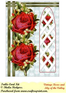 Vintage Roses & Lily of the Valley Side Trellis Card