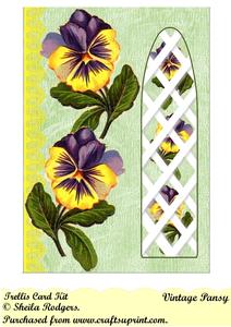 Vintage Pansy Side Trellis Card