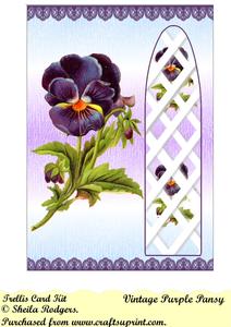 Vintage Purple Pansy Side Trellis Card