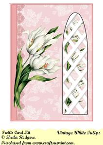 Vintage White Tulips Side Trellis Card