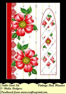 Vintage Red Flowers Side Trellis Card