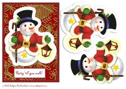 Snowman with Lamp Step by Step