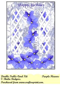 Purple Flowers Double Trellis Card Kit