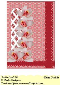White Orchids Left Trellis Card Kit