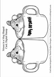 Mouse in a Mug Shaped Card, Digital Stamp