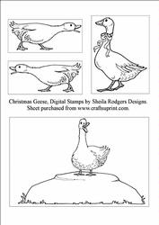 Christmas Geese, Digital Stamps