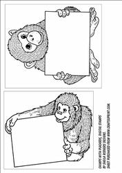 Chimps with Placards, Digital Stamps.