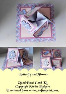 Butterfly and Flower Quad Easel Card Kit