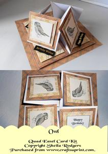 Owl Quad Easel Card Kit