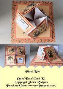 Black Bird Quad Easel Card Kit