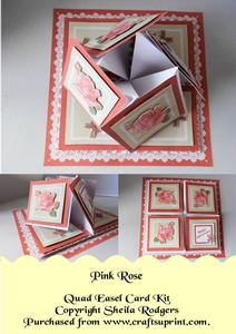 Pink Rose Quad Easel Card Kit