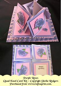 Purple Roses Quad Easel Card Kit