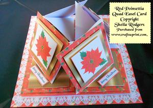 Red Poinsettia Quad Easel Card Kit