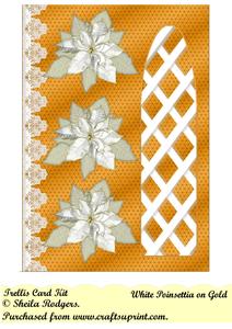 White Poinsettia on Gold Side Arch Trellis Card Kit