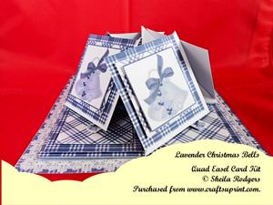 Lavender Christmas Bells Quad Easel Card Kit