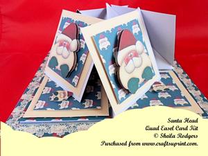Santa Head Quad Easel Card Kit