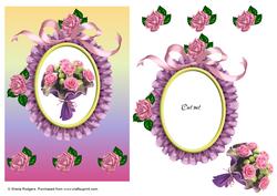 Pink Roses in Ruffled Frame