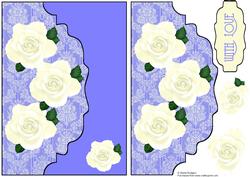 Cream Roses on Damask Envelope Card