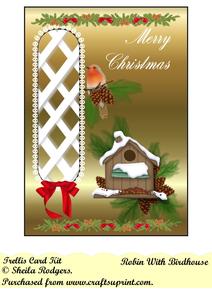Robin with Birdhouse Trellis Card Kit