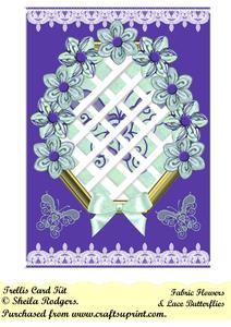 Fabric Flowers and Lace Butterflies Trellis Card Kit
