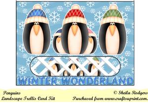 Penguins Landscape Trellis Card Kit
