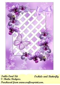 Orchids and Butterfly Trellis Card Kit