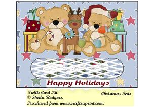 Christmas Teds Trellis Card Kit