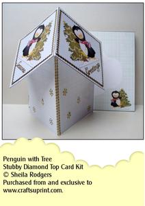 Penguin with Tree Stubby Diamond Top Card Kit