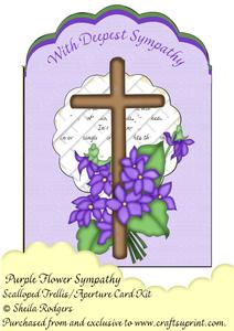 Purple Flower Sympathy Scalloped Trellis/aperture Card Kit