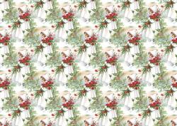 Vintage Girl Collecting Christmas Flowers Backing Paper
