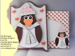 3D Decoupage Christmas Penguin 2 Card Kit
