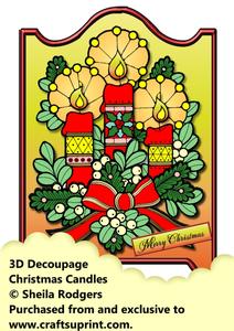 3D Christmas Candles Decoupage Card Kit
