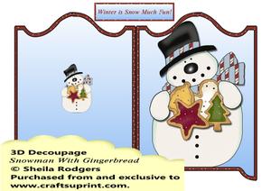 3D Snowman with Gingerbread Decoupage Card Kit