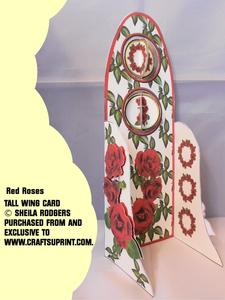 Tall Wing Card - Red Roses