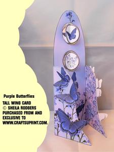 Tall Wing Card - Purple Butterflies