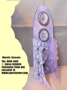 Tall Wing Card - Metallic Clematis