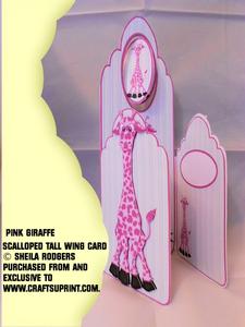Scalloped Tall Wing Card - Pink Giraffe