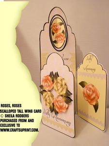 Scalloped Tall Wing Card - Roses, Roses