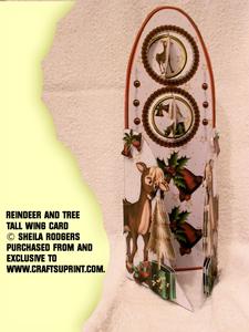 Tall Wing Card - Reindeer and Tree