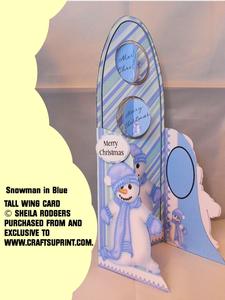 Tall Wing Card - Snowman in Blue