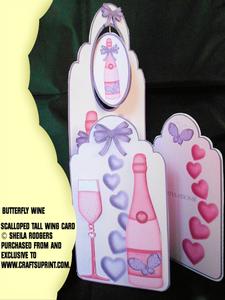 Scalloped Tall Wing Card - Butterfly Wine