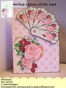 Fan Card - Pink Roses