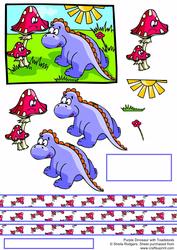 Purple Dinosaur with Toadstools