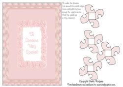Folded Flower Card - Pink Roses