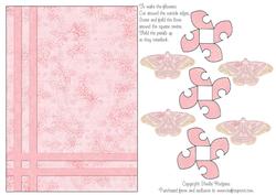 Folded Flowers Card - Pink Butterflies