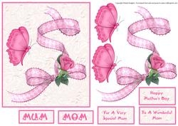 Pink Butterfly Mother Card
