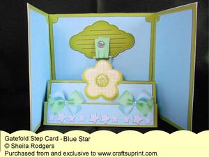 Gatefold Step Card - Blue Star
