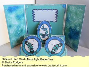 Gatefold Step Card - Moonlight Butterflies